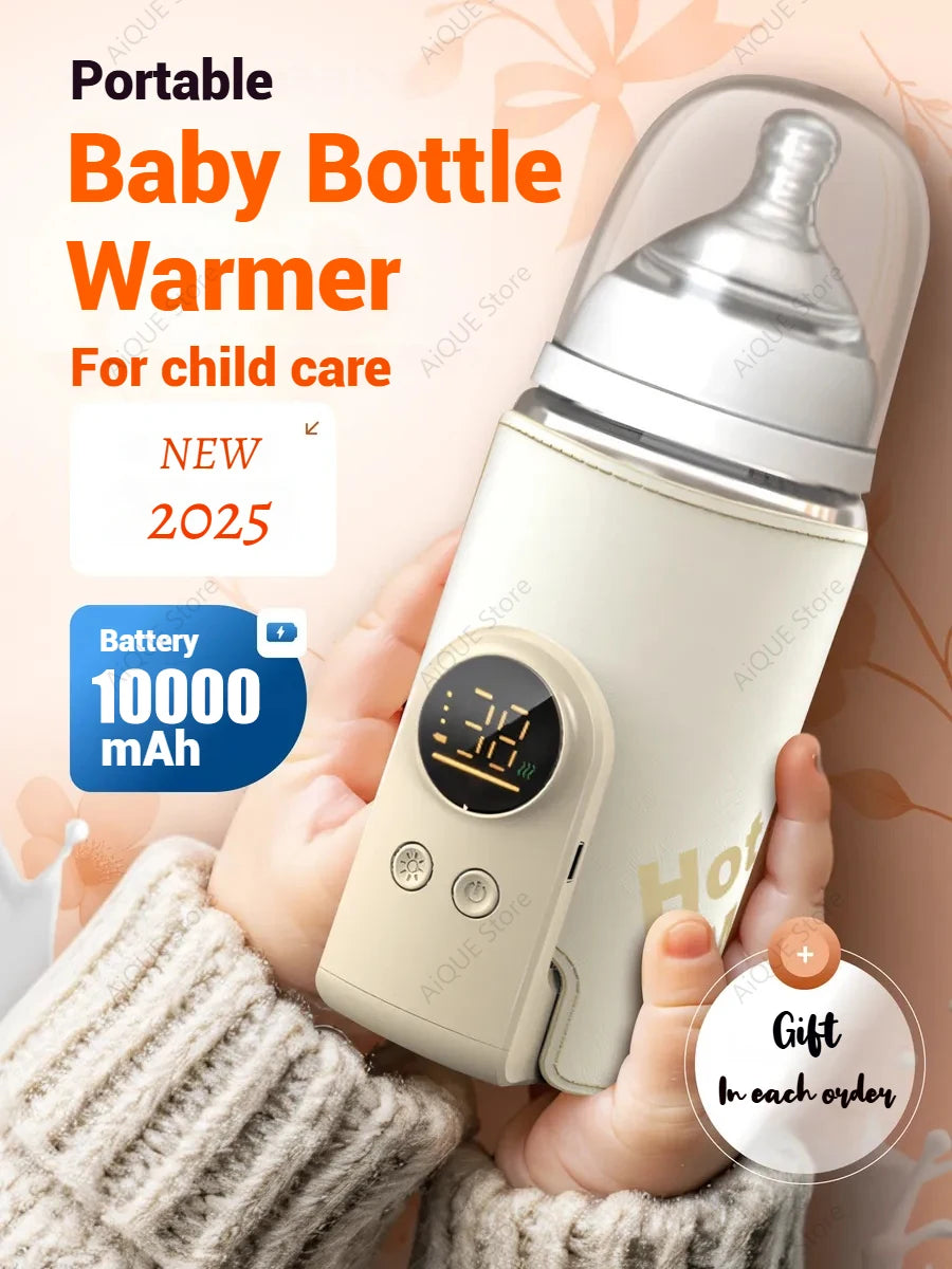 Aique 10000Mah USB Portable Milk Warmer for Baby Outdoor Constant Temperature Bottle Insulation Cover Hot Milk and Milk Heating