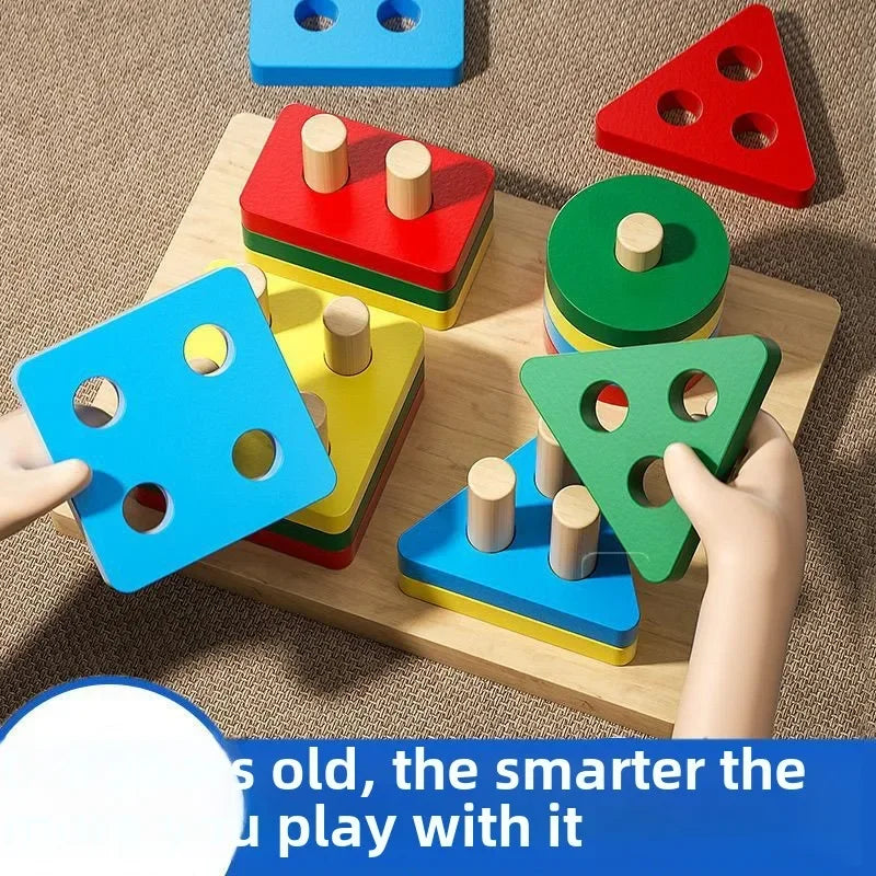 Montessori Wooden Sorting Stacking Toys Puzzle for Toddlers and Kids Preschool Fine Motor Skill Toy for 1 Years
